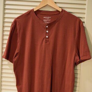 Paper Denim & Cloth Rust Red Short Sleeve Henley Shirt Large